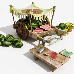 中式推车3D模型下载